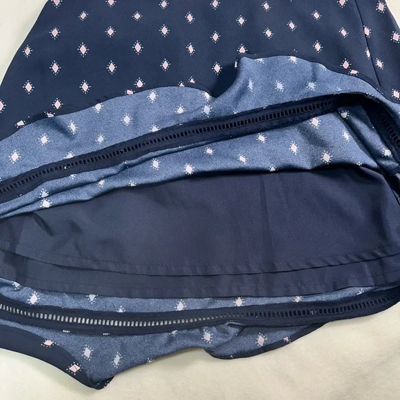 LOFT Women’s Navy A-Line Skirt with Pink Diamond Pattern Size XSP - Picture 9 of 9